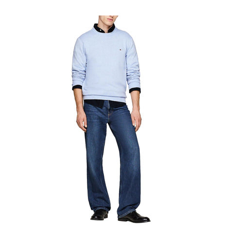 Tommy Hilfiger Pullover Maglia Uomo a girocollo in cotone Celeste - Francavilla Moda